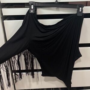 Elegant Black Fringe bodysuit